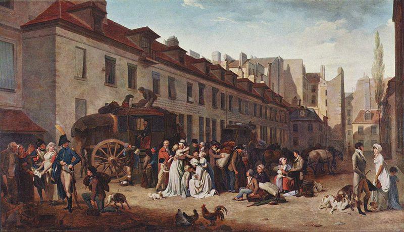 Louis-Leopold Boilly The Arrival of the Diligence (stagecoach) in the Courtyard of the Messageries